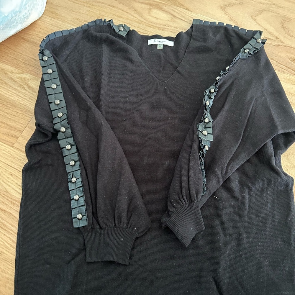 Black Sweater with Studded Details